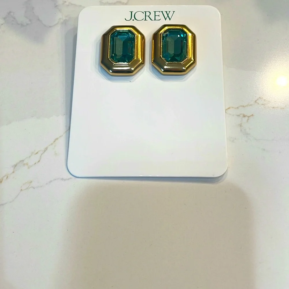 J. Crew Green Crystal Earrings NWT - Picture 8 of 16